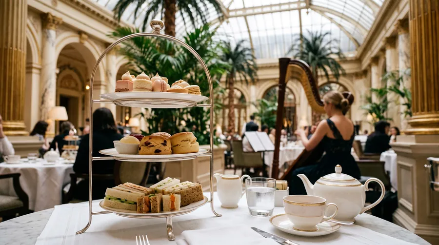 Londres: Palm Court, scones, el Foyer